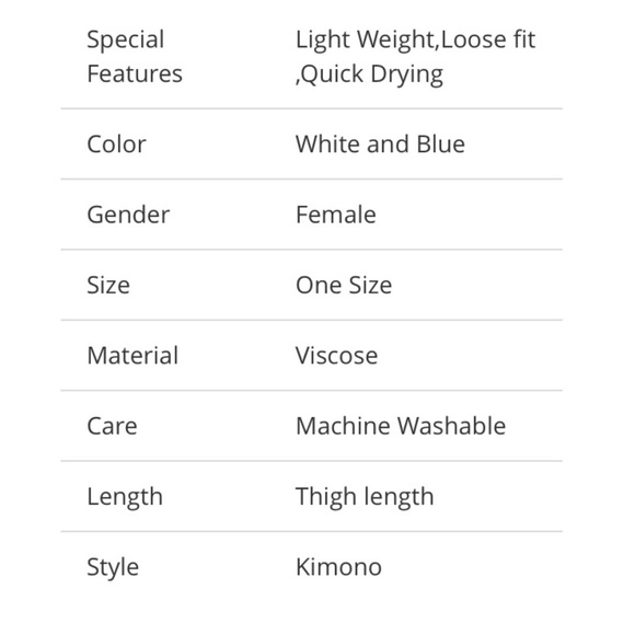 NWT White and Blue Santa Fe pattern KIMONO - Picture 6 of 6